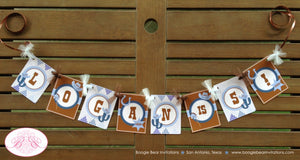 Wild West Cowboy Birthday Party Banner Hat Boots Horse Blue Lasso Boy Name Age Sheriff Country Farm Barn Boogie Bear Invitations Logan Theme