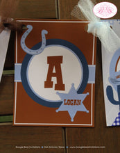 Load image into Gallery viewer, Wild West Cowboy Birthday Party Banner Hat Boots Horse Blue Lasso Boy Name Age Sheriff Country Farm Barn Boogie Bear Invitations Logan Theme