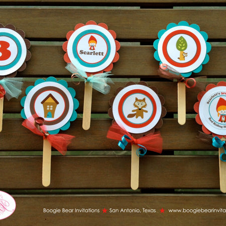 Red Riding Hood Party Cupcake Toppers Birthday Girl Little Forest Big Bad Wolf Grandmas House Boogie Bear Invitations Scarlett Theme Printed