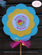 Load image into Gallery viewer, Flip Flop Pool Birthday Party Centerpiece Beach Ball Splish Splash Beach Swim Swimming Pink Yellow Blue Boogie Bear Invitations Monica Theme