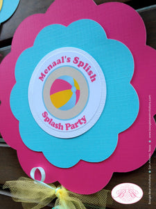 Flip Flop Pool Birthday Party Centerpiece Beach Ball Splish Splash Beach Swim Swimming Pink Yellow Blue Boogie Bear Invitations Monica Theme