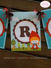 Load image into Gallery viewer, Red Riding Hood Happy Birthday Banner Forest Party Girl Wolf Grandmas House 1st 2nd 3rd 4th 5th 6th Boogie Bear Invitations Scarlett Theme