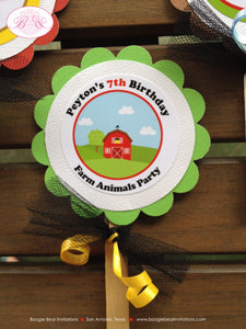 Farm Animals Party Cupcake Toppers Birthday Girl Boy Red Barn Horse Sheep Cow Country Petting Zoo Boogie Bear Invitations Peyton Theme Set