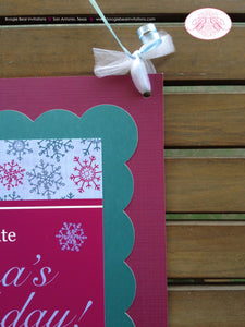 Winter Snowflake Party Door Banner Birthday Girl Pink Teal Purple Lavender ONEderland Christmas Boogie Bear Invitations Marlena Theme