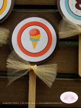 Load image into Gallery viewer, Ice Cream Birthday Party Cupcake Toppers Retro Soda Shop Girl Boy Sweet Candy Buffet Cone Double Scoop Boogie Bear Invitations Dabney Theme