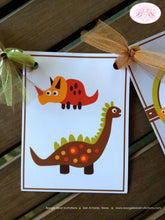 Load image into Gallery viewer, Little Dinosaur I am 1 Highchair Small Banner Birthday Party Girl Boy Red Orange Green Brown 1st 2nd 3rd Boogie Bear Invitations Lucas Theme