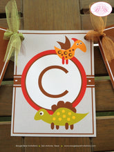 Load image into Gallery viewer, Little Dinosaur Birthday Name Party Banner Boy Girl Dino Jurassic Prehistoric Paleontology Stomp Roar Boogie Bear Invitations Lucas Theme