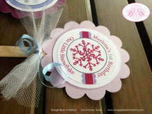 Load image into Gallery viewer, Snowflake Birthday Party Cupcake Toppers Winter Christmas Girl Lavender Purple Snowflake Wonderland Boogie Bear Invitations Marlena Theme
