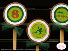 Load image into Gallery viewer, Reptile Birthday Party Cupcake Toppers Boy Girl Lizard Green Wild Amazon Jungle Safari Rain Forest Zoo Boogie Bear Invitations Frank Theme