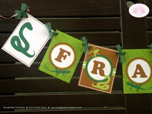 Load image into Gallery viewer, Reptile Birthday Party Name Banner Snake Frog Lizard Gecko Rainforest Jungle Amazon Rain Forest Girl Boy Boogie Bear Invitations Frank Theme