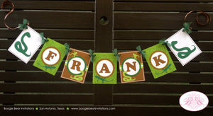 Reptile Birthday Party Name Banner Snake Frog Lizard Gecko Rainforest Jungle Amazon Rain Forest Girl Boy Boogie Bear Invitations Frank Theme