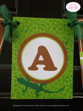 Load image into Gallery viewer, Reptile Birthday Party Name Banner Snake Frog Lizard Gecko Rainforest Jungle Amazon Rain Forest Girl Boy Boogie Bear Invitations Frank Theme