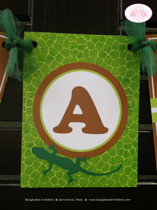 Reptile Birthday Party Name Banner Snake Frog Lizard Gecko Rainforest Jungle Amazon Rain Forest Girl Boy Boogie Bear Invitations Frank Theme