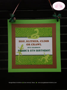 Reptile Happy Birthday Door Banner Welcome Frog Snake Gecko Lizard Rain Forest Amazon Rainforest Green Boogie Bear Invitations Frank Theme