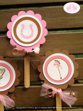 Load image into Gallery viewer, Pink Cowgirl Party Cupcake Toppers Birthday Horse Pony Girl Hoedown Hat Boots Country Rodeo Boogie Bear Invitations Decoration Julie Theme