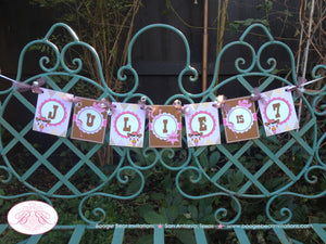 Pink Cowgirl Birthday Party Banner Name Age Boots Brown Horse Boots Hat Country Girl Boogie Bear Invitations Julie Theme