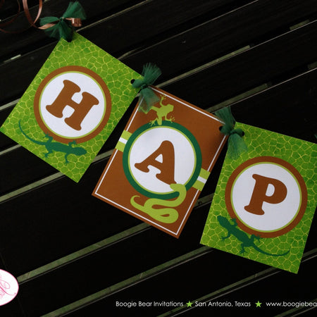 Reptile Snake Birthday Party Banner Happy Gecko Frog Rain Forest Amazon Jungle Wild Boy Girl Rainforest Boogie Bear Invitations Frank Theme