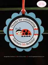 Load image into Gallery viewer, Ladybug Birthday Party Favor Tags Red Blue Flower Girl Boy Lady Bug Garden Picnic Outdoor Flower Black Boogie Bear Invitations Sabrina Theme