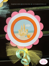 Load image into Gallery viewer, Beach Flip Flop Party Cupcake Toppers Birthday Ball Sun Pool Pink Swimming Girl Sandcastle Island Ocean Boogie Bear Invitations Sunnie Theme