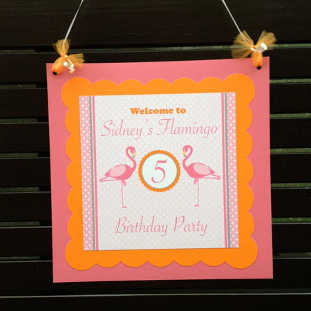 Pink Flamingo Birthday Party Door Banner Flamingle Orange Tropical Girl Zoo Miami Beach Florida Island Boogie Bear Invitations Sidney Theme