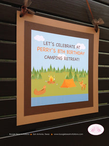 Lake Camping Birthday Party Door Banner Girl Boy Canoe Kids Fishing Boating Camp Woods Deer State Park Boogie Bear Invitations Perry Theme