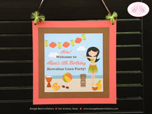 Load image into Gallery viewer, Hawaiian Luau Birthday Party Door Banner Beach Girl Tiki Swim Ocean Pool Island Swimming Ball Tropical Boogie Bear Invitations Alani Theme