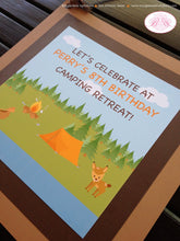 Load image into Gallery viewer, Lake Camping Birthday Party Door Banner Girl Boy Canoe Kids Fishing Boating Camp Woods Deer State Park Boogie Bear Invitations Perry Theme