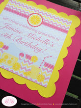 Load image into Gallery viewer, Pink Lemonade Birthday Party Door Banner Stand Girl Chevron Yellow Vintage Country Sweet Lemon Drink Boogie Bear Invitations Janine Theme