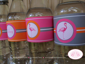 Pink Flamingo Party Bottle Wraps Birthday Flamingle Wild Tropical Orange Flamingle Swim Pool Swimming Boogie Bear Invitations Sidney Theme