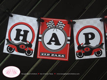 Load image into Gallery viewer, Motorcycle Happy Birthday Party Banner Black Red Boy Girl 1st 2nd 3rd 4th 5th 6th 7th 8th 9th 10th 11th Boogie Bear Invitations Cody Theme