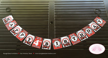 Load image into Gallery viewer, Motorcycle Happy Birthday Party Banner Black Red Boy Girl 1st 2nd 3rd 4th 5th 6th 7th 8th 9th 10th 11th Boogie Bear Invitations Cody Theme