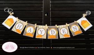 Fall Pumpkin Birthday Party Banner Name Farm Harvest Rustic Country Ranch Hay Bale Autumn Stripe Orange Boogie Bear Invitations Hayden Theme