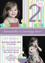 Load image into Gallery viewer, Easter Photo Birthday Party Invitation Eggs Basket Chick Boogie Bear Invitations Samantha Theme Paperless Printable Printed