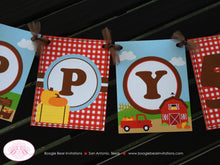 Load image into Gallery viewer, Fall Farm Pumpkin Birthday Party Banner Happy Red Barn Tractor Truck Girl Boy 1st 2nd 3rd 4th 5th 6th Boogie Bear Invitations Donovan Theme