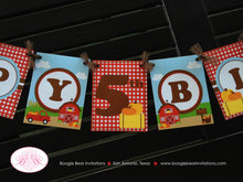 Load image into Gallery viewer, Fall Farm Pumpkin Birthday Party Banner Happy Red Barn Tractor Truck Girl Boy 1st 2nd 3rd 4th 5th 6th Boogie Bear Invitations Donovan Theme