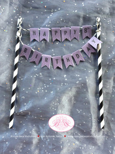 Halloween Mini Cake Party Topper Flag Pennant Banner Happy Birthday Black Purple Beetlejuice Stripe Boogie Bear Invitations Addison Theme