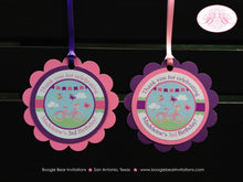 Load image into Gallery viewer, Pink Butterfly Birthday Party Favor Tags Birthday Girl Purple Outdoor Summer Park Bicycle Garden Boogie Bear Invitations Madeleine Theme