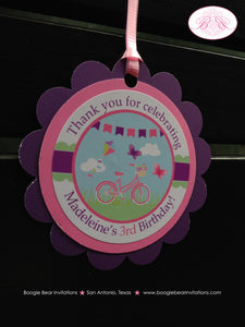 Pink Butterfly Birthday Party Favor Tags Birthday Girl Purple Outdoor Summer Park Bicycle Garden Boogie Bear Invitations Madeleine Theme
