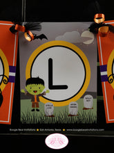 Load image into Gallery viewer, Happy Halloween Party Banner Graveyard Cemetery Birthday Black Cat Haunted House Boy Girl Spooky Bat Boogie Bear Invitations Raven Lee Theme