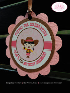 Pink Cowgirl Birthday Party Favor Tags Wild West Paisley Hat Lasso Boots Horse Country Ranch Farm Girl Boogie Bear Invitations Julie Theme
