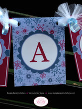 Load image into Gallery viewer, Winter Snowflake Birthday Party Banner Name Age Girl Holiday Christmas Snow 1st 2nd 3rd 4th 5th 6th Boogie Bear Invitations Marlena Theme