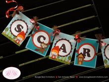 Load image into Gallery viewer, Red Riding Hood Birthday Party Banner Girl Big Bad Wolf Small Name Age 1st 2nd 3rd 4th 5th Boogie Bear Invitations Scarlett Theme Printed