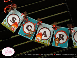 Red Riding Hood Birthday Party Banner Girl Big Bad Wolf Small Name Age 1st 2nd 3rd 4th 5th Boogie Bear Invitations Scarlett Theme Printed