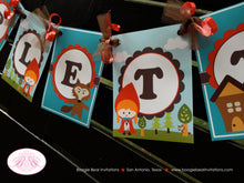 Load image into Gallery viewer, Red Riding Hood Birthday Party Banner Girl Big Bad Wolf Small Name Age 1st 2nd 3rd 4th 5th Boogie Bear Invitations Scarlett Theme Printed