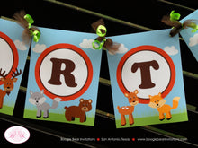 Load image into Gallery viewer, Woodland Animals Birthday Party Banner Forest Creatures Wild Deer Skunk Fox Boy Girl Garden Petting Zoo Boogie Bear Invitations Holden Theme