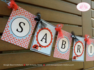 Red Ladybug Birthday Party Banner Small Name Age Black Dot Blue Girl Garden 1st 2nd 3rd 4th 5th 6th Boogie Bear Invitations Sabrina Theme
