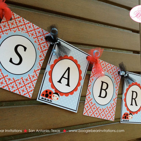 Red Ladybug Birthday Party Banner Small Name Age Black Dot Blue Girl Garden 1st 2nd 3rd 4th 5th 6th Boogie Bear Invitations Sabrina Theme