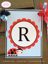 Load image into Gallery viewer, Red Ladybug Birthday Party Banner Small Name Age Black Dot Blue Girl Garden 1st 2nd 3rd 4th 5th 6th Boogie Bear Invitations Sabrina Theme