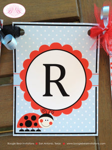 Red Ladybug Birthday Party Banner Small Name Age Black Dot Blue Girl Garden 1st 2nd 3rd 4th 5th 6th Boogie Bear Invitations Sabrina Theme