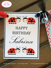 Load image into Gallery viewer, Red Ladybug I am 1 Highchair Banner Birthday Party Little Lady Bug Hunt Girl Black Blue Picnic Garden Boogie Bear Invitations Sabrina Theme